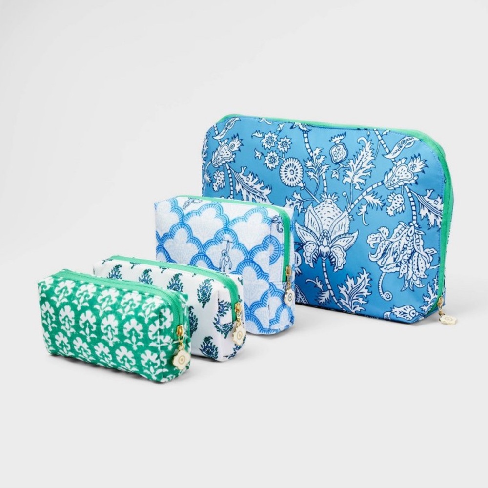 Roller Rabbit x Target 4 Piece multi-purpose pouch set.